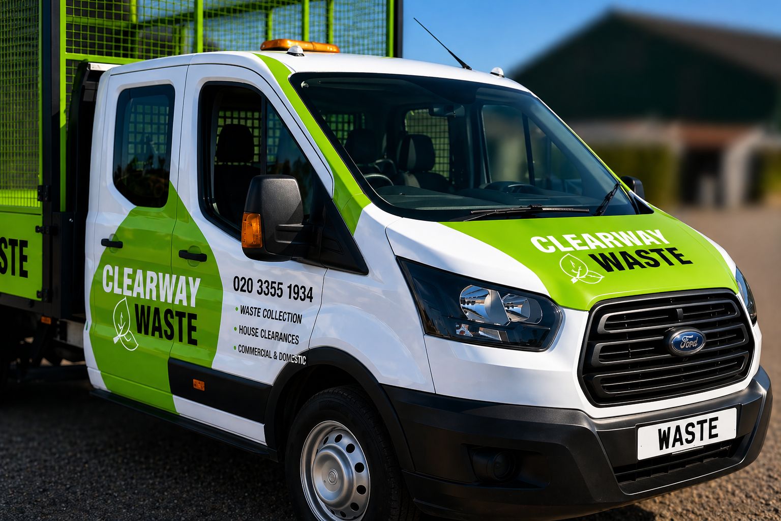 Clearway Waste van parked outside a property